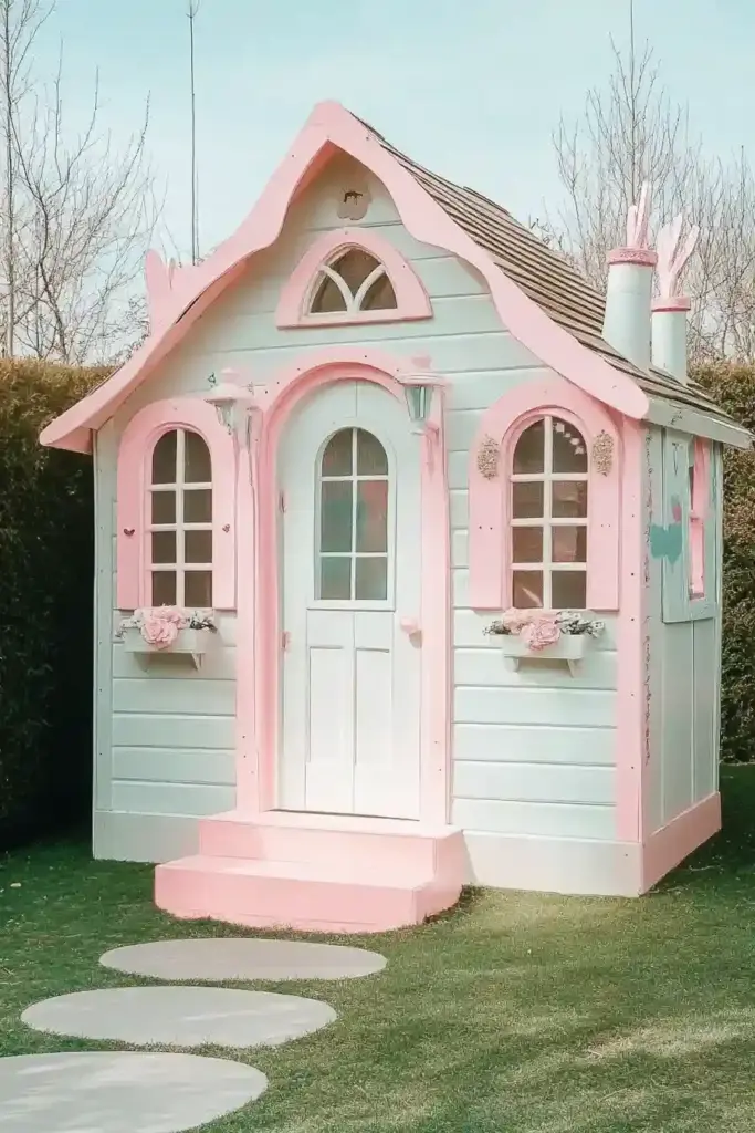 10+ Easter-Themed Kids Backyard Ideas for Springtime Play 1. Pastel Playhouse Wonderland 🏡🎨