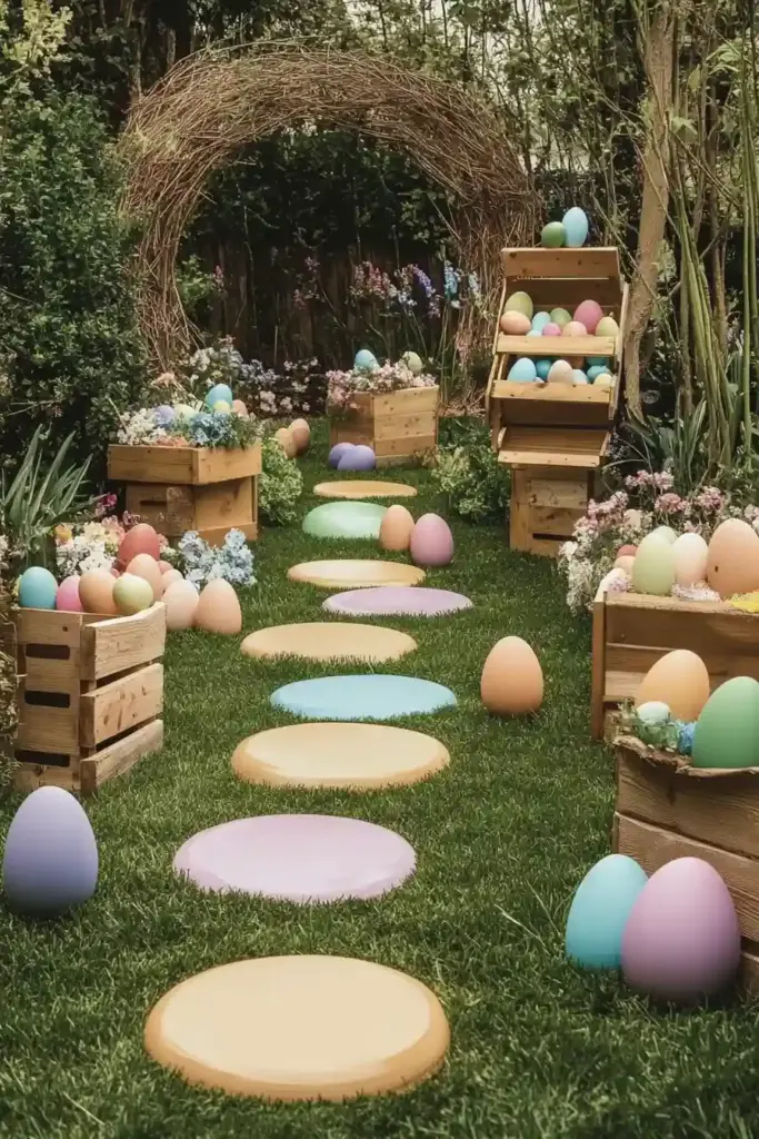 10+ Easter-Themed Kids Backyard Ideas for Springtime Play 2. Easter Egg Treasure Hunt Garden 🥚🔍