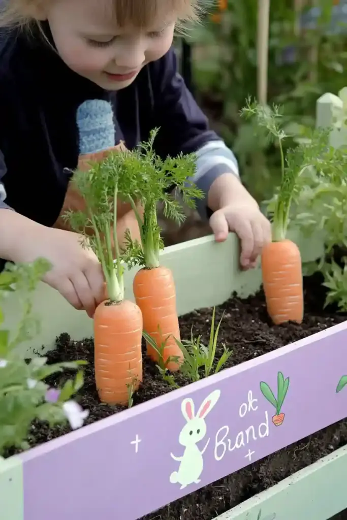 10+ Easter-Themed Kids Backyard Ideas for Springtime Play 5. Kid-Friendly Gardening Station: Grow Carrots for the Easter Bunny! 🥕🌱