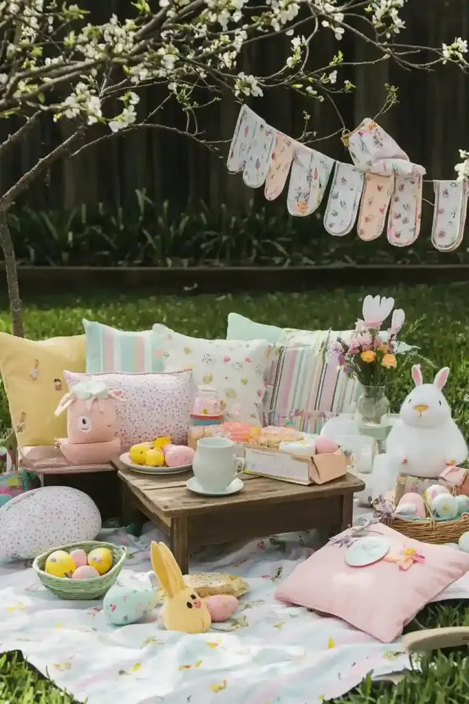 10+ Easter-Themed Kids Backyard Ideas for Springtime Play 4. DIY Easter Picnic Corner 🧺🌷