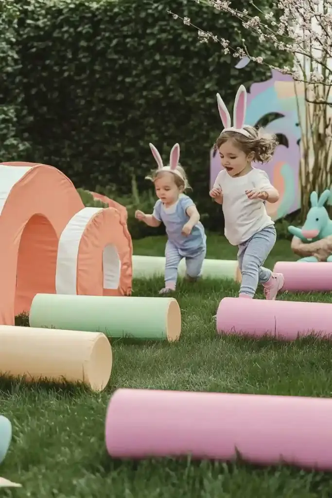 10+ Easter-Themed Kids Backyard Ideas for Springtime Play 3. Bunny Hop Obstacle Course 🐇🎯