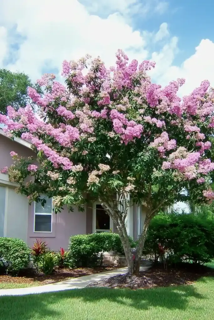 10 Easy-Care Trees for a Beautiful Front Yard 3. Crape Myrtle (Lagerstroemia indica)