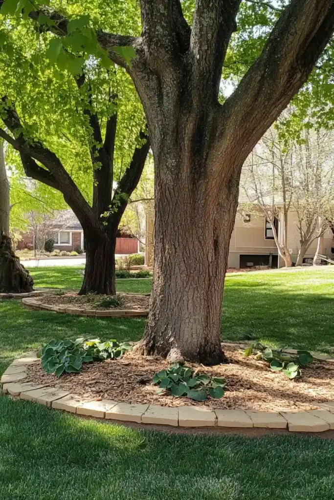 10 River Rock Front Yard Landscaping Ideas That Boost Curb Appeal 5. Landscape Around Trees with River Rock