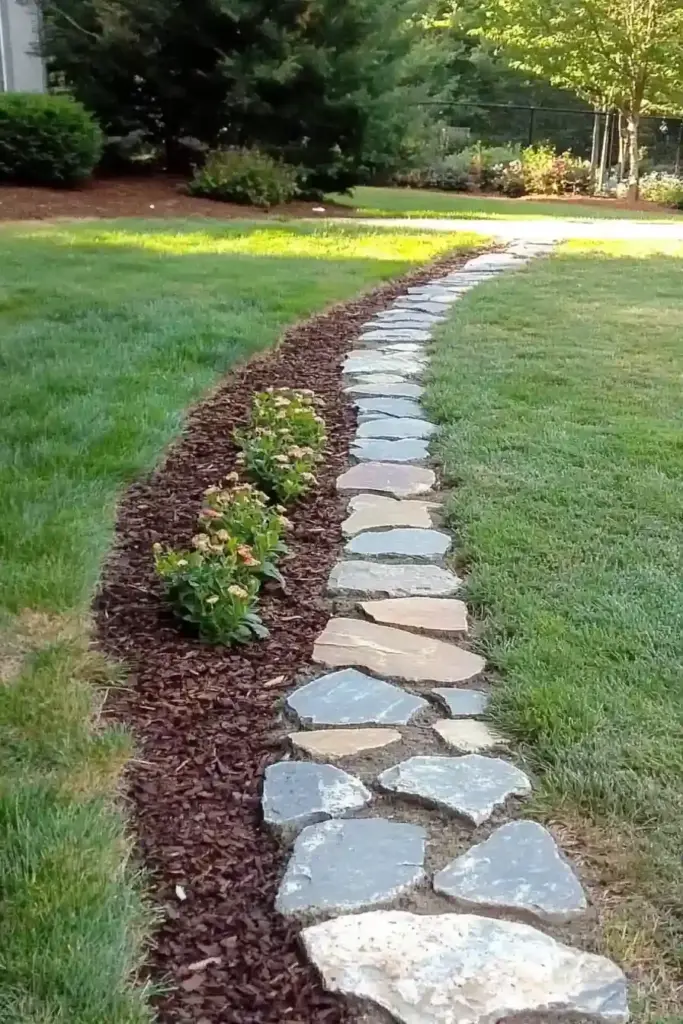 10 River Rock Front Yard Landscaping Ideas That Boost Curb Appeal 2. Define Flower Beds with Rock and Mulch Edging