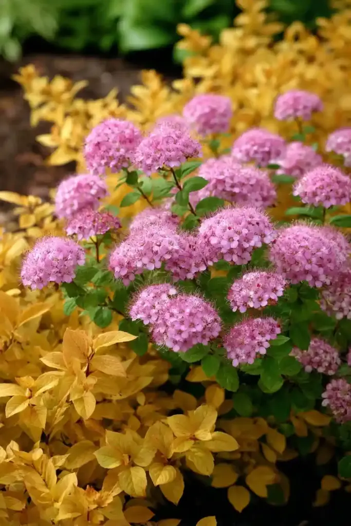 Dwarf Spirea (Spiraea japonica ‘Goldflame’ or ‘Little Princess’)
