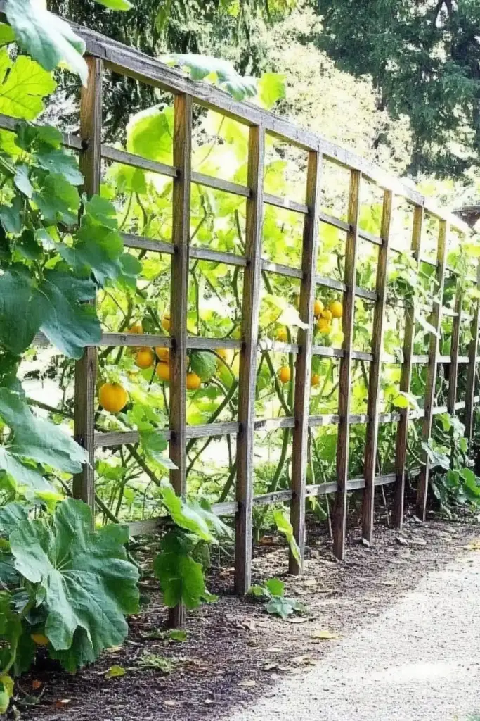 15 Easy DIY Cucumber Trellis Ideas to Maximize Your Garden Space 12. Trellis Fence 2-in-1