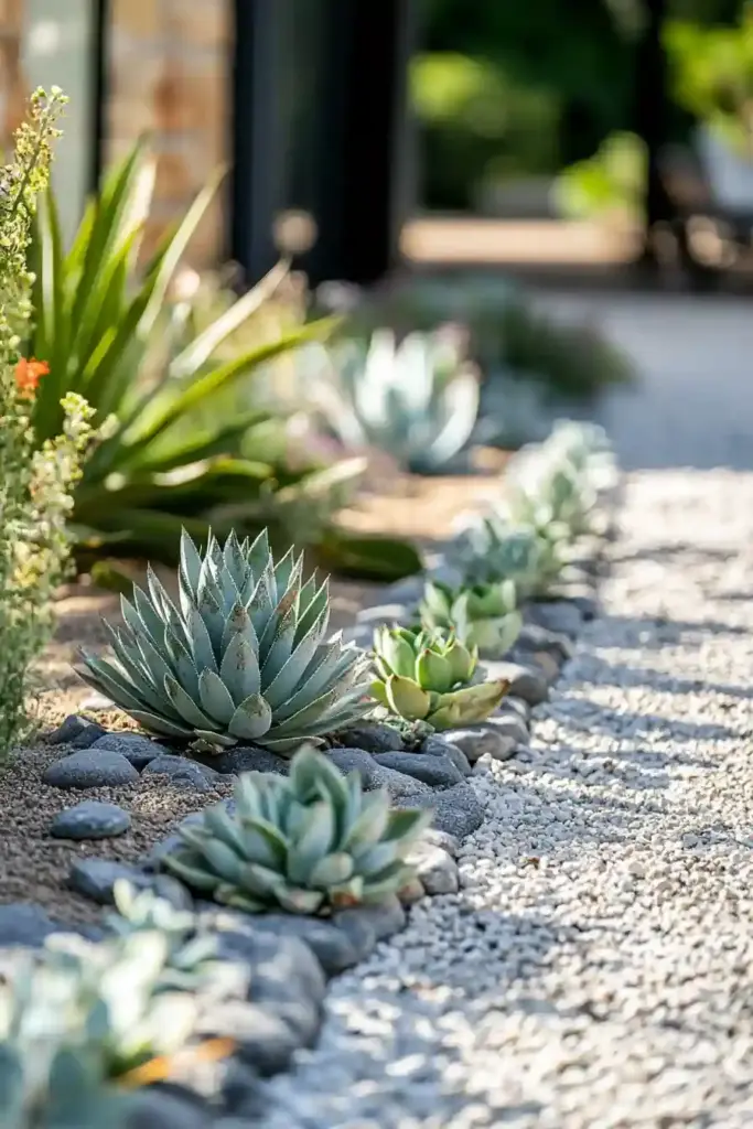 28 Best Backyard Landscaping Ideas 13. Use Gravel and Succulents for Low-Maintenance Borders