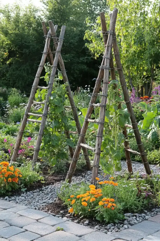 Explore 20 Cucumber Trellis Ideas for a Bountiful Harvest 14. Rustic Branch Trellis