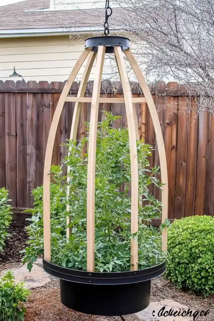 14. DIY Container Cucumber Trellis