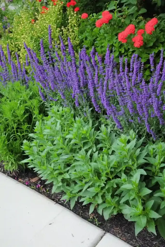 15 Best Perennial Plants To Use For Borders 💜 13. Salvia: Bold Spikes and Pollinator Appeal