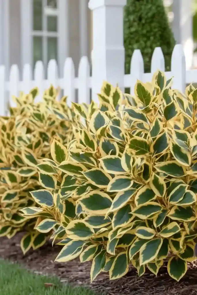 19 Best Low-Growing Shrubs for the Front of Your House 18. Golden Euonymus (Euonymus japonicus ‘Aureo-marginatus’)