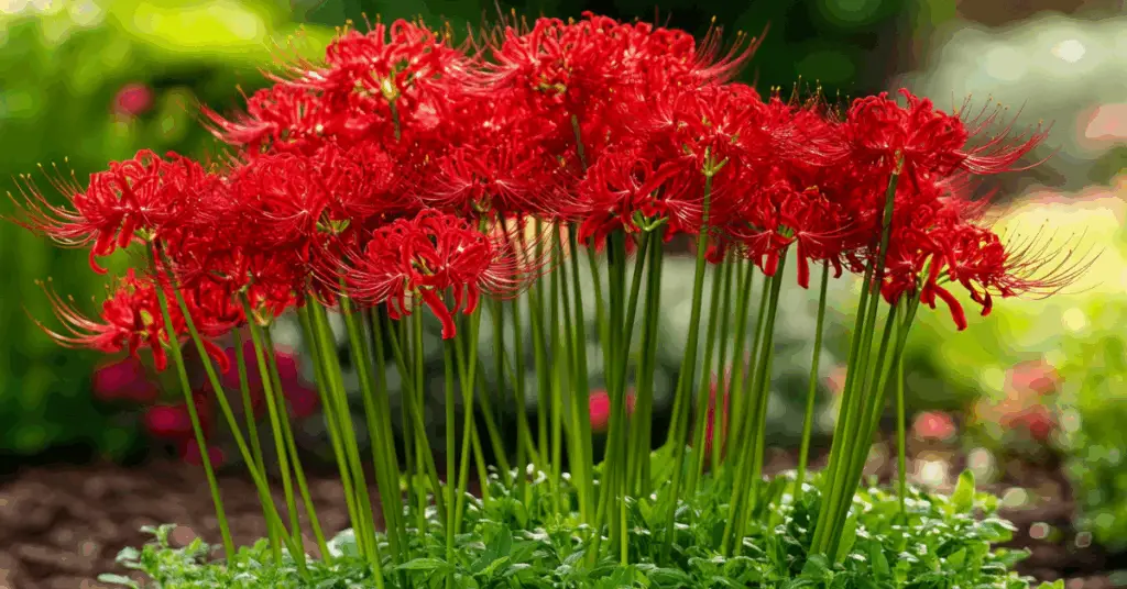How to Grow and Care for Spider Lilies (Lycoris radiata) a group of red flowers