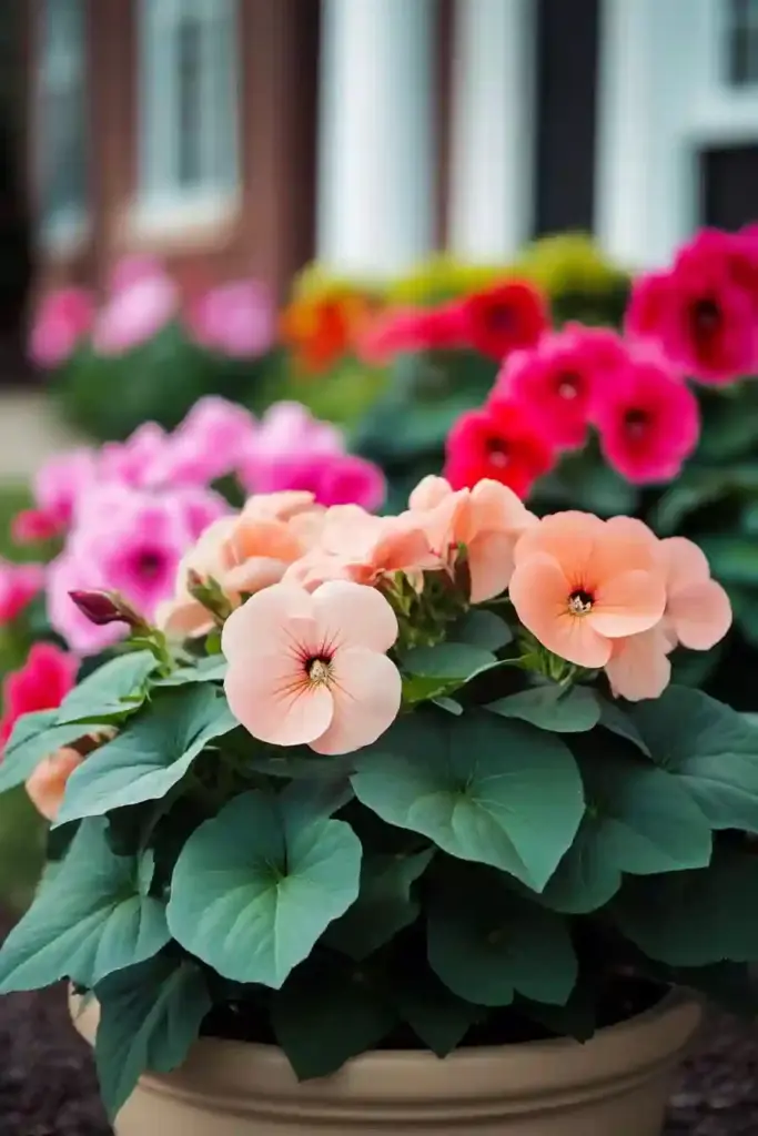 21 Beautiful Flower Beds in Front of House Ideas 11. Begonias: Shade-Loving Color Bursts