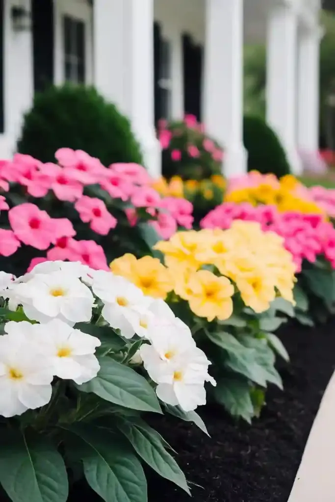 21 Beautiful Flower Beds in Front of House Ideas 21. Impatiens: Shady Garden Rockstars