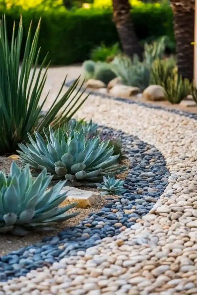 23 Inspiring Drought Tolerant Landscape Front Yard Ideas 4. Gravel Paths