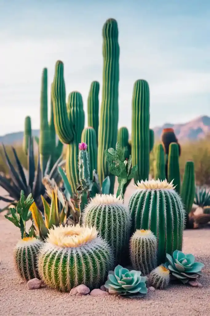 23 Inspiring Drought Tolerant Landscape Front Yard Ideas 3. Cacti Collection