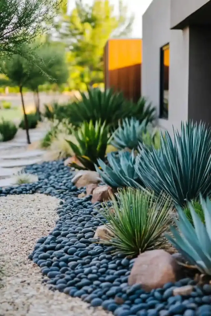 23 Inspiring Drought Tolerant Landscape Front Yard Ideas 2. Xeriscape Design