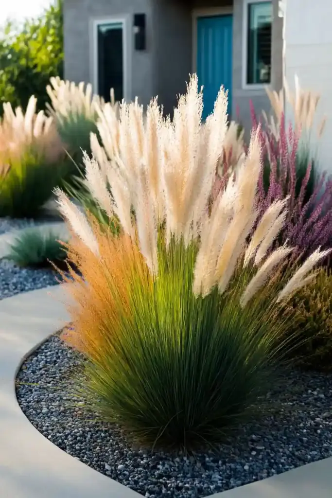23 Inspiring Drought Tolerant Landscape Front Yard Ideas 19. Ornamental Grasses