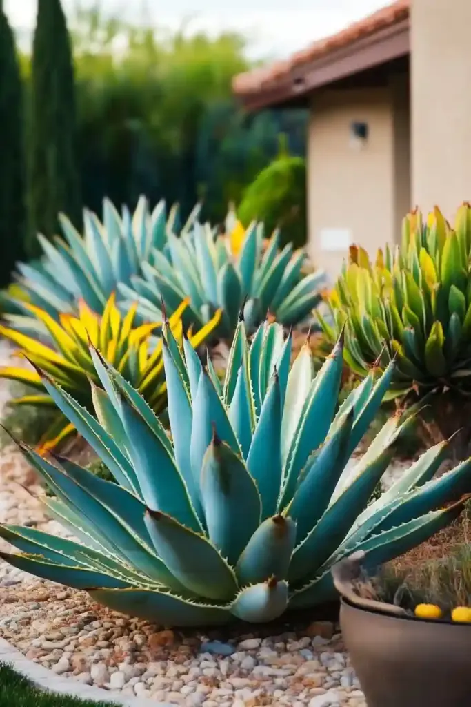 23 Inspiring Drought Tolerant Landscape Front Yard Ideas 13. Agave Plants