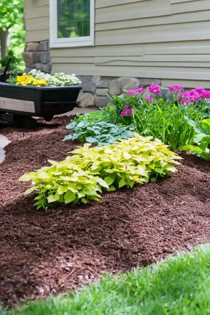 25 Cheap Landscaping Fixes That Look Expensive 13. 🌾 Use Mulch to Create Contrast and Boost Curb Appeal