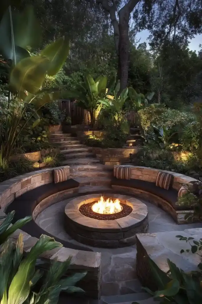 28 Best Backyard Landscaping Ideas 11. Build a Sunken Patio for Cozy Conversations