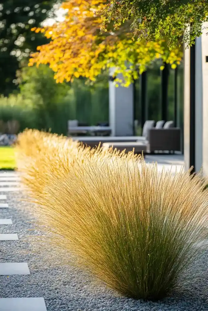 28 Best Backyard Landscaping Ideas 1. Layer with Tall Grasses for Privacy and Texture