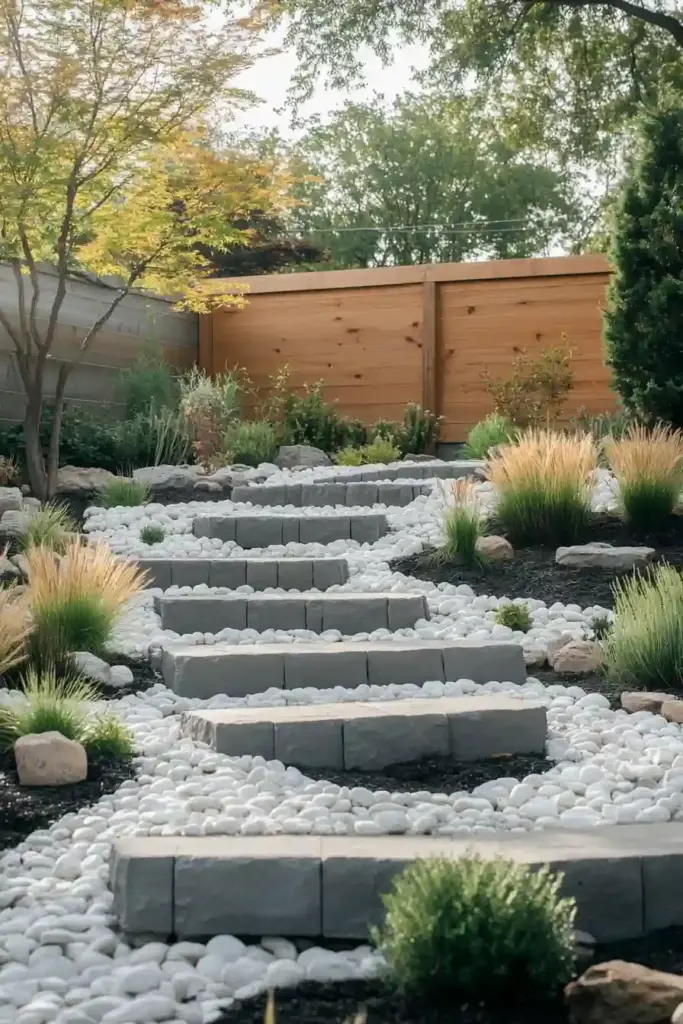33 Stunning White Stone Landscaping Ideas Layered White Stone Rock Gardens
