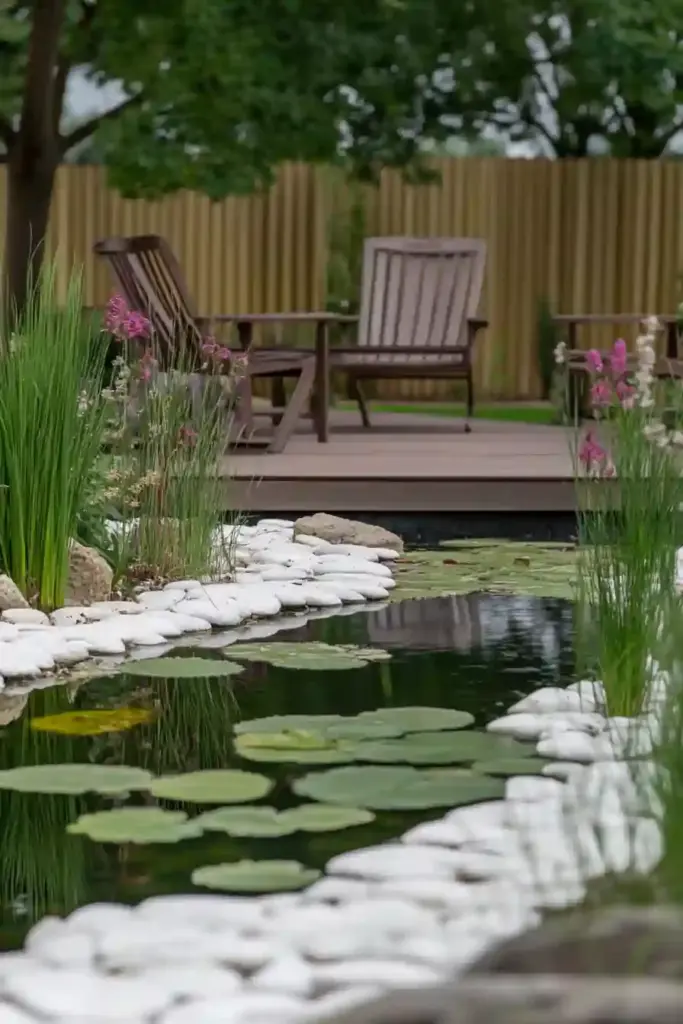 33 Stunning White Stone Landscaping Ideas Pond Edging with White Gravel