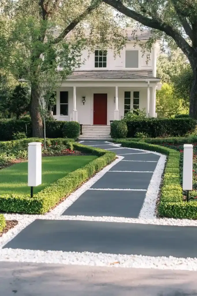 33 Stunning White Stone Landscaping Ideas Driveway Edging with Style