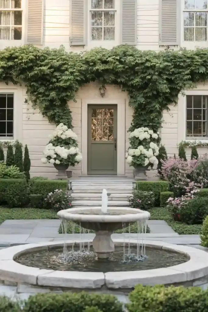 33 Stunning White Stone Landscaping Ideas Elegant Fountain Accents