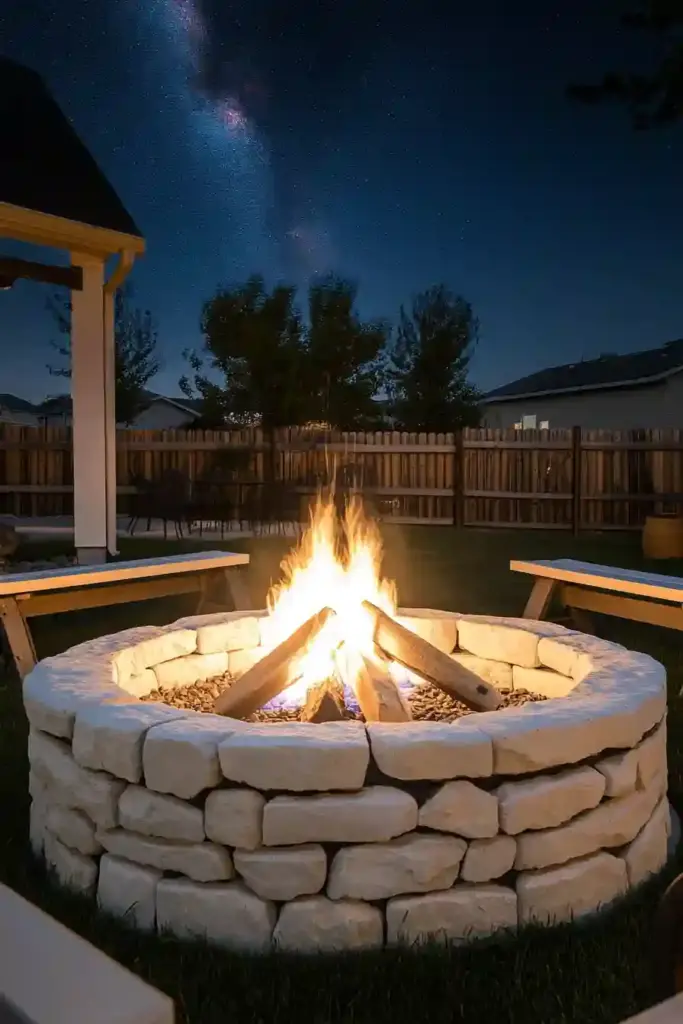 33 Stunning White Stone Landscaping Ideas Fire Pit Surround