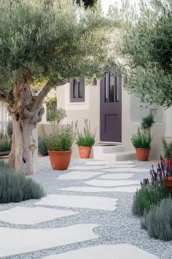 33 Stunning White Stone Landscaping Ideas Mediterranean-Inspired Rockscape