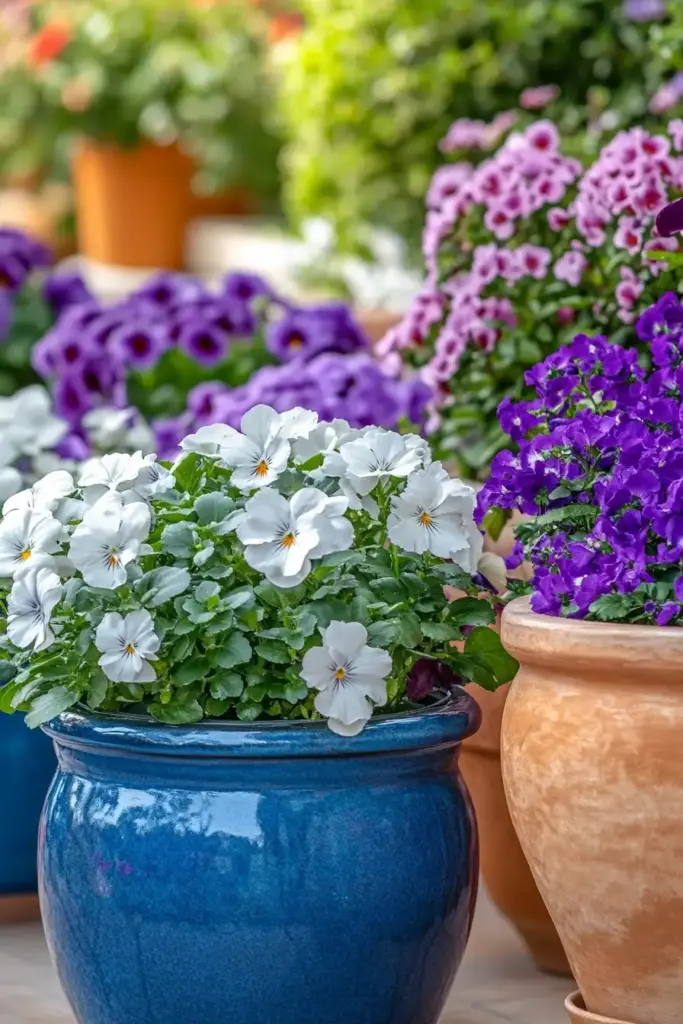 5 Flower Pot Ideas to Brighten Up Your Garden 2. Match Flowers with Pot Colours for Visual Harmony