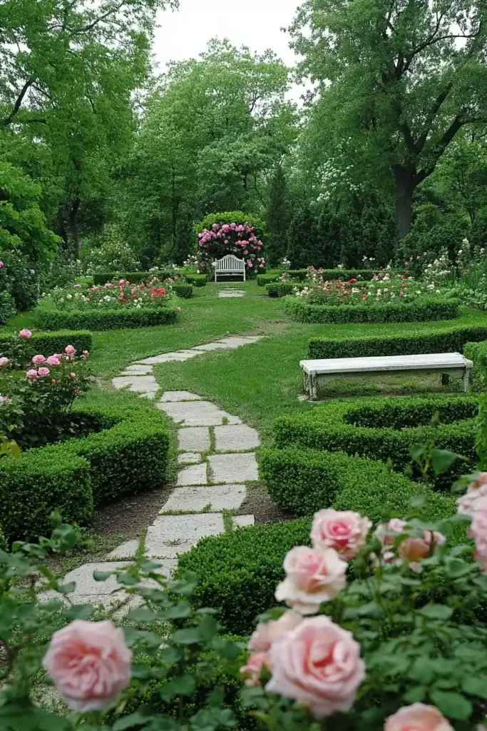 Roses Galore: 15 Rose Garden Layout Ideas That Will Transform Your Outdoor Space 🌹 6. Crimson Canvas: Paint Your Garden with Petals