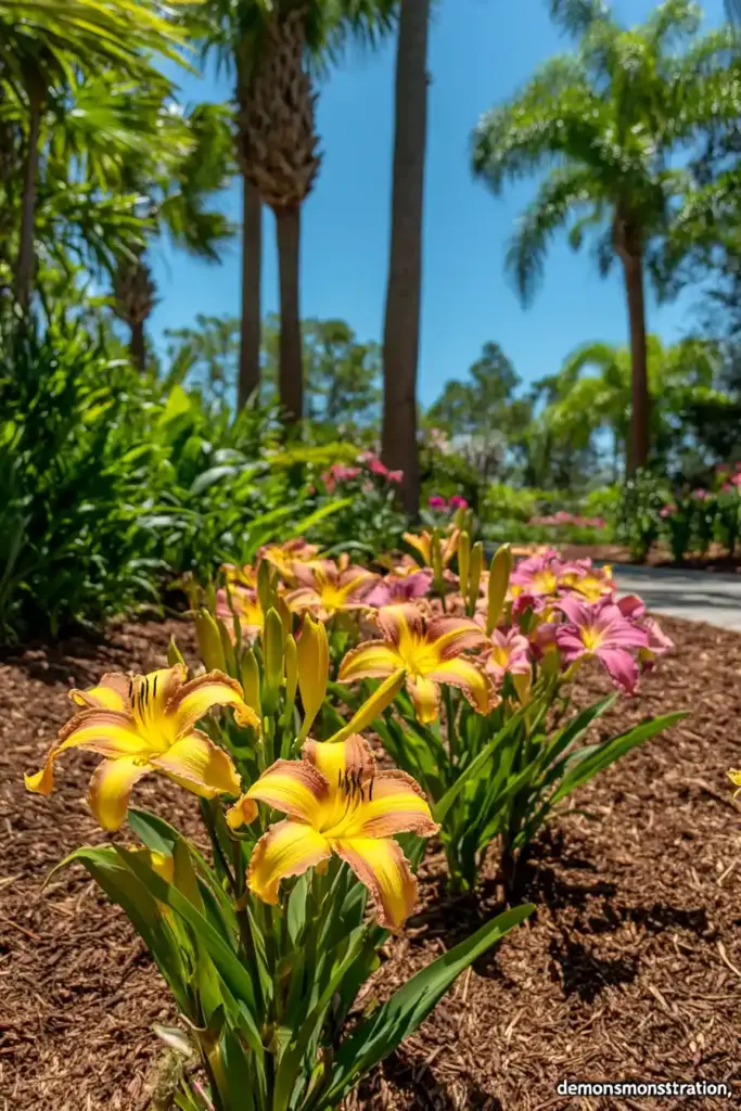 25 Stunning Full Sun Flower Bed Ideas to Brighten Up Your Yard 6. Tropical Drama