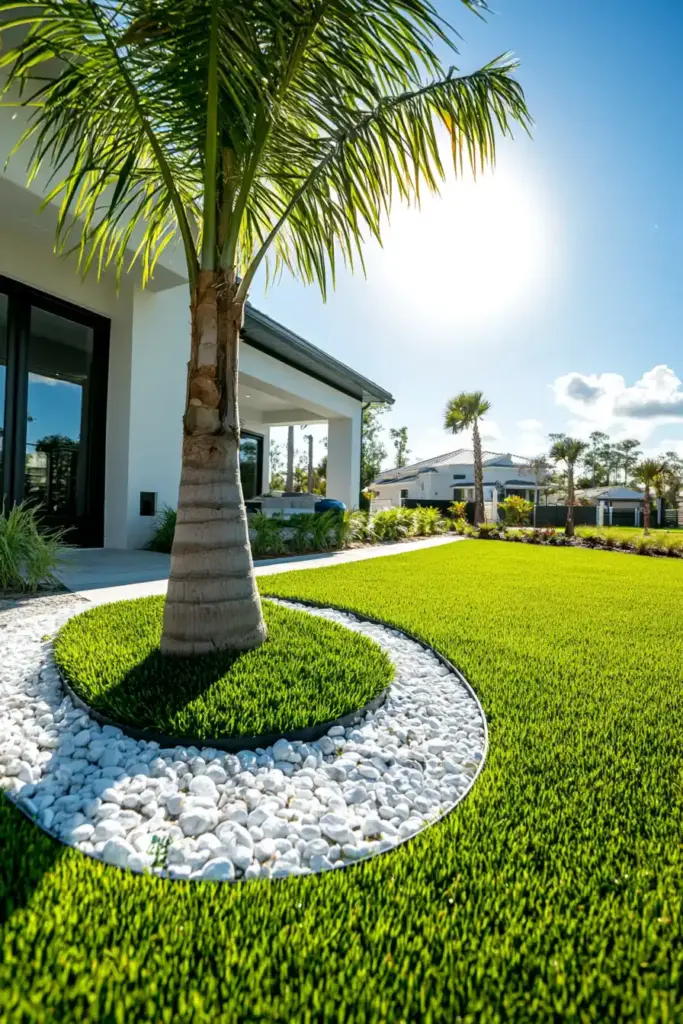 Small Yard Landscape Ideas: 15 Creative Ways to Maximize Your Outdoor Space Tropical Touches: Palm Trees & White Pebble Accents