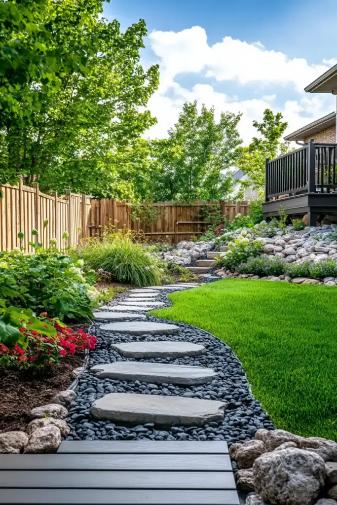 17+ Creative Cedar Mulch Landscaping Ideas 7. Mix Materials for Bold Garden Texture
