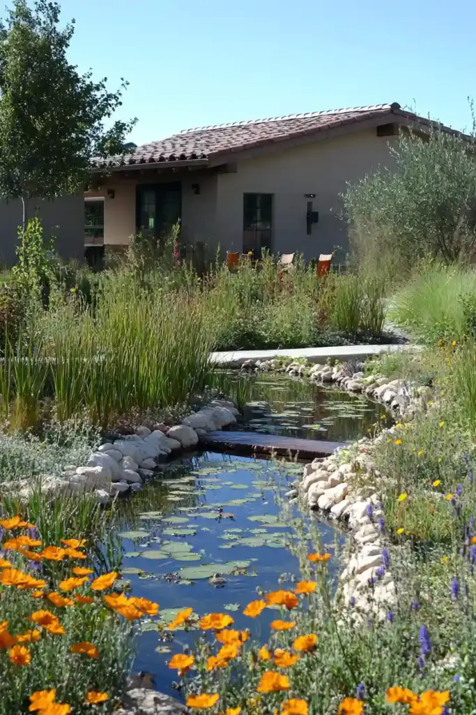 9 Creative Front Yard Pond Ideas to Elevate Curb Appeal Naturally 6. Wildlife-Friendly Pond