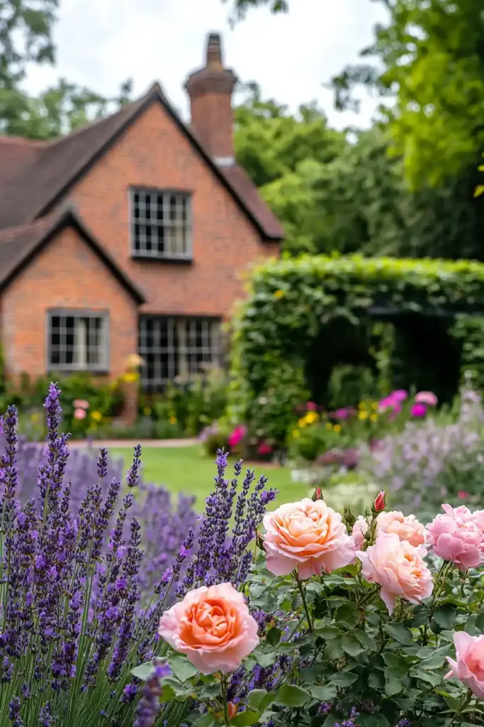 14 Rose Garden Ideas to Transform Your Outdoor Space 9. Lavender & Roses
