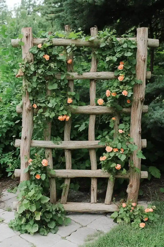 10 Innovative DIY Garden Trellis Ideas 9. Rustic Branch Trellis