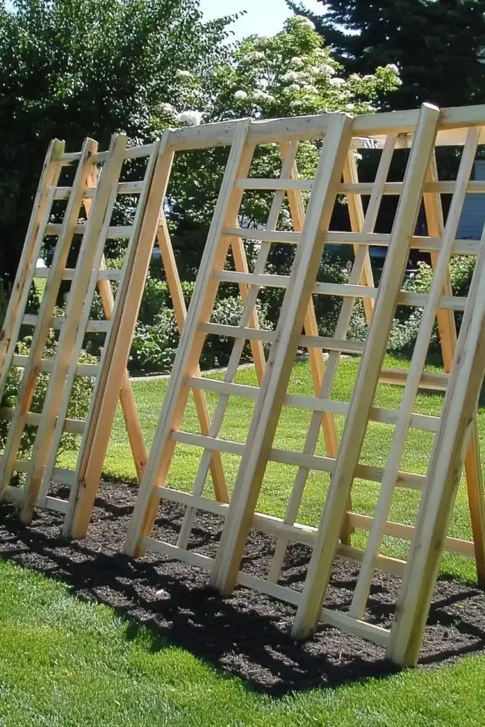 15 Easy DIY Cucumber Trellis Ideas to Maximize Your Garden Space 9. Wood Panel Garden Trellis