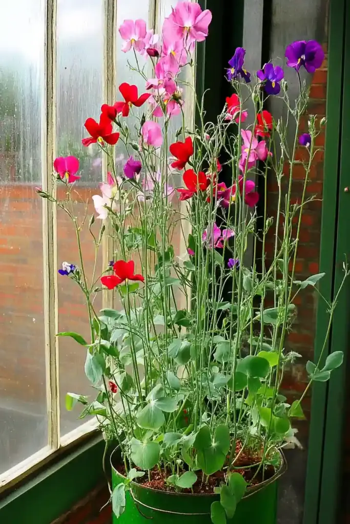 Create an English Garden with These 14 Classic Flowers 🌸 8. Sweet Peas – Delicate Climbers with Irresistible Fragrance