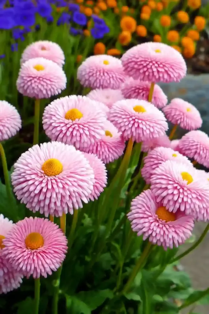 Create an English Garden with These 14 Classic Flowers 🌼 9. English Daisies – Cheerful Ground-Level Color