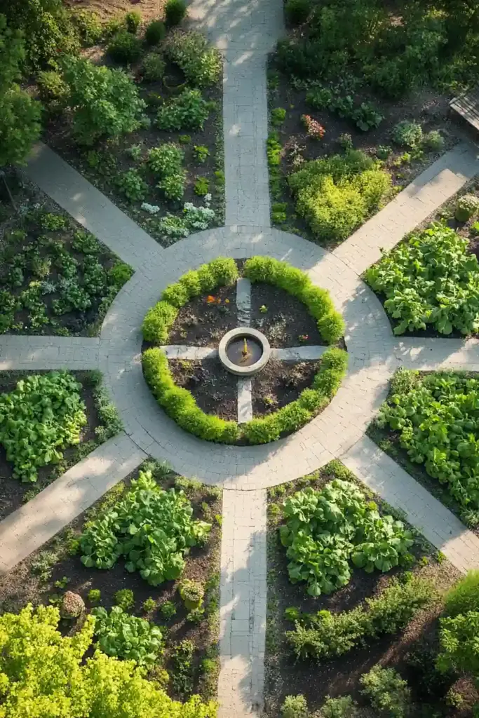 Creative Vegetable Garden Design Ideas to Transform Your Backyard Quadrant Garden Design: Organized Beauty with a Central Focal Point