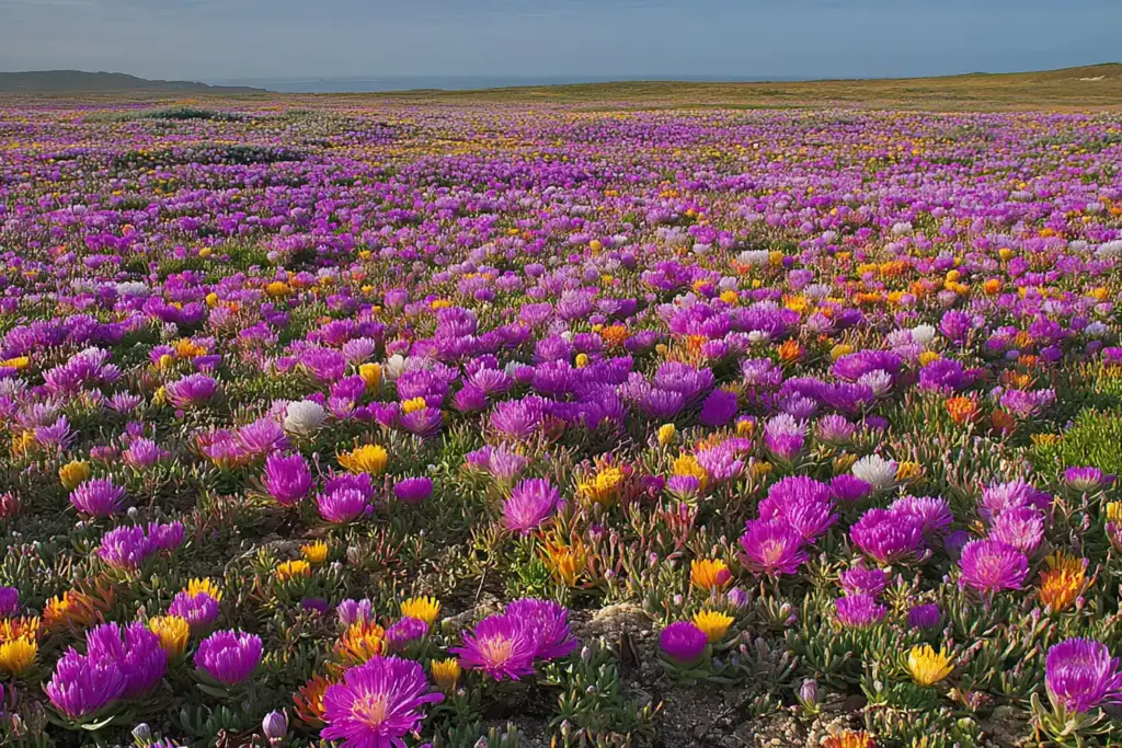 10 Best Ground Cover Plants for Full Sun and Heat 🌸 1. Ice Plant (Delosperma spp.)