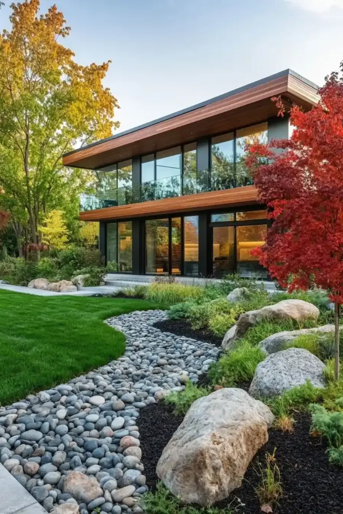 27 Stunning Rock Landscape Ideas for Your Garden Glowing Pathway to Modern Cabin Bliss