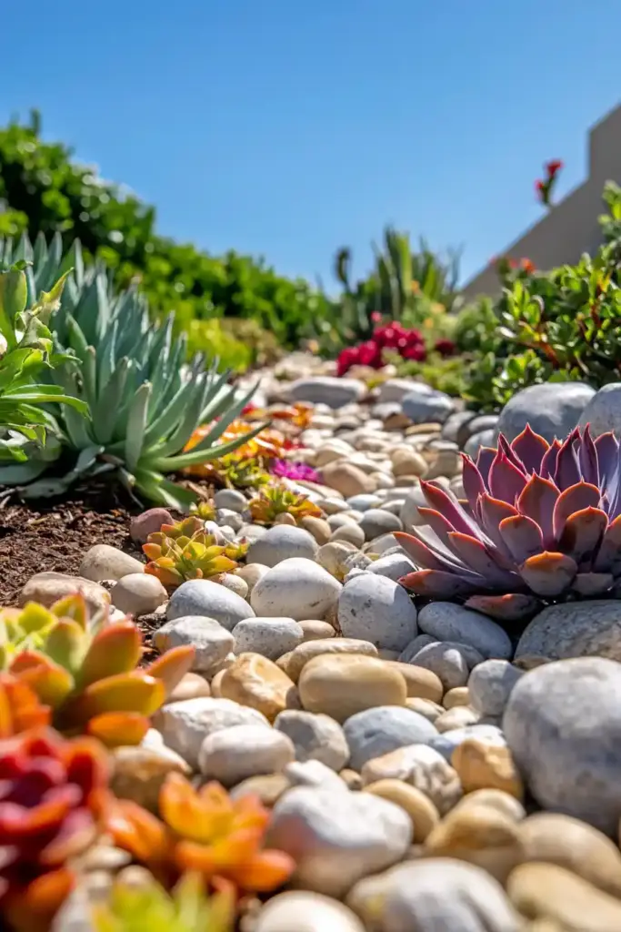 27 Stunning Rock Landscape Ideas for Your Garden 16. Rustic Flagstone Garden Path