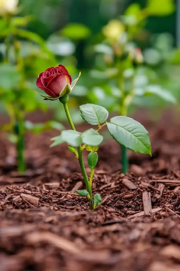 How to Make Roses Bloom More 🌾 7. Mulch to Retain Moisture and Block Weeds