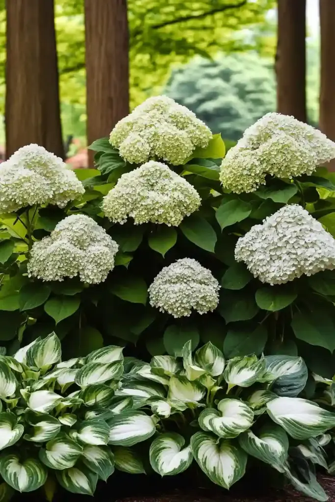 17 Hydrangea And Hostas Landscaping Combinations Natural Simplicity: White Hydrangeas & Variegated Hostas