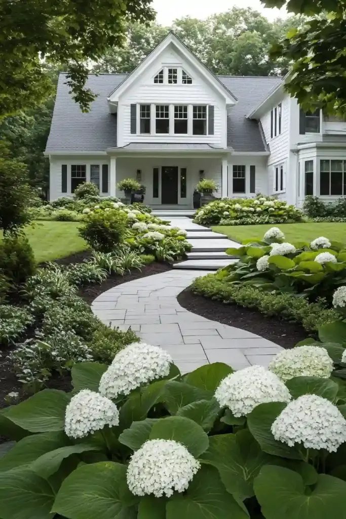 17 Hydrangea And Hostas Landscaping Combinations Modern Farmhouse: Panicle Hydrangeas & Giant Hostas